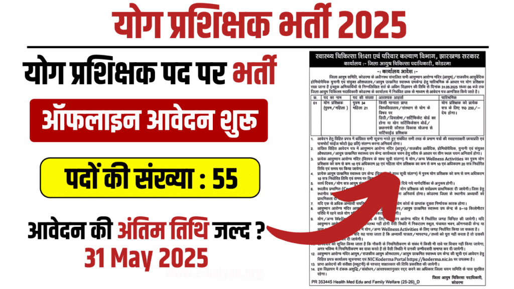 Jharkhand Yoga Trainer Vacancy 2025