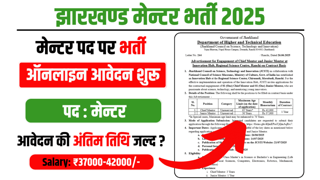 Jharkhand Mentor Recruitment 2025 JHNet