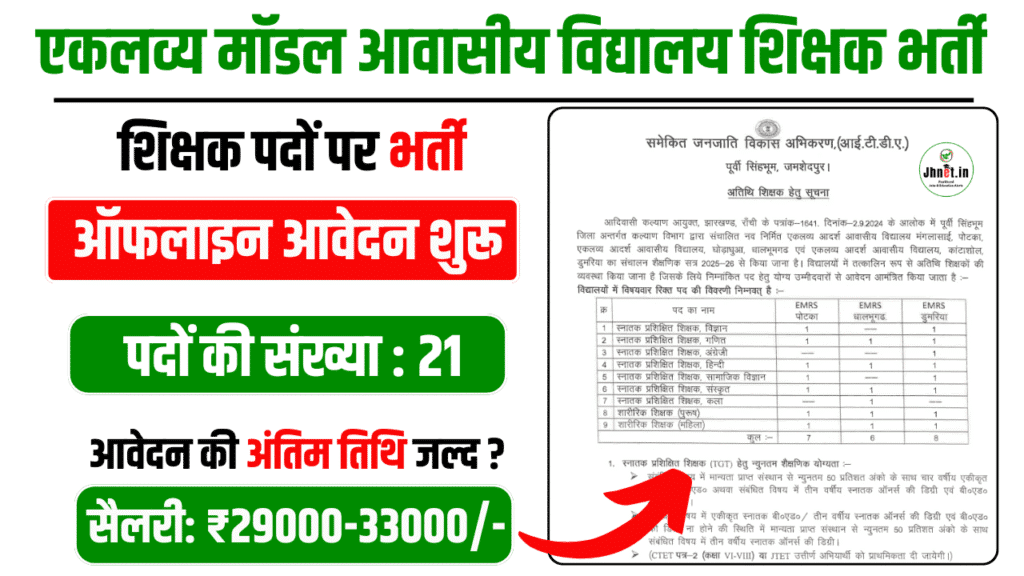 Jharkhand Ekalavya Model Awasiya Vidyalaya Recruitment 2025