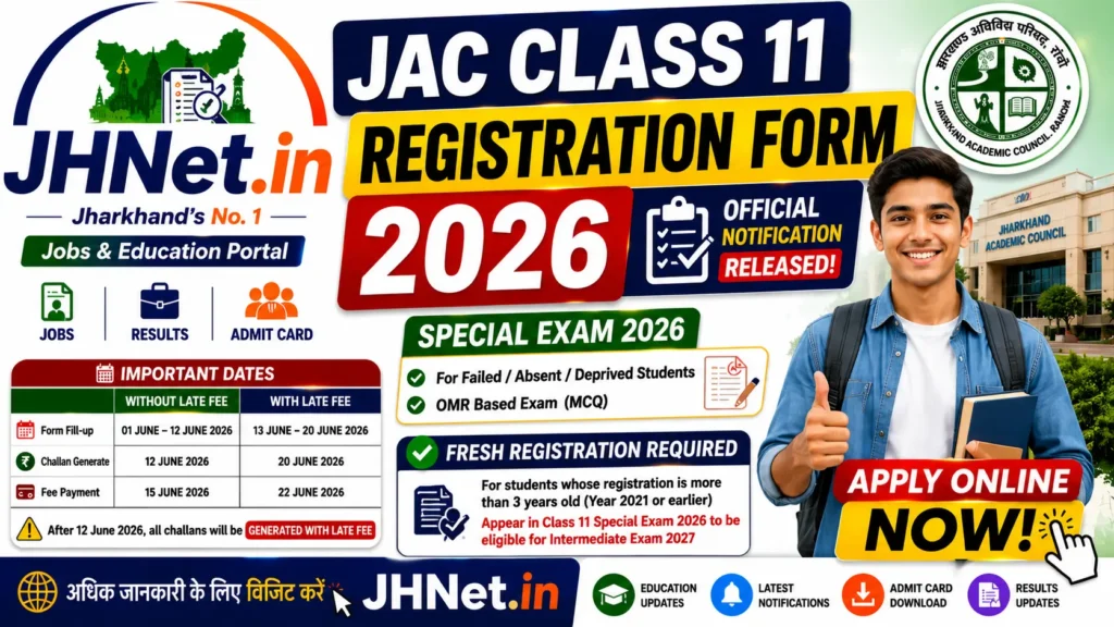 JAC Class 11 Registration Form 2026