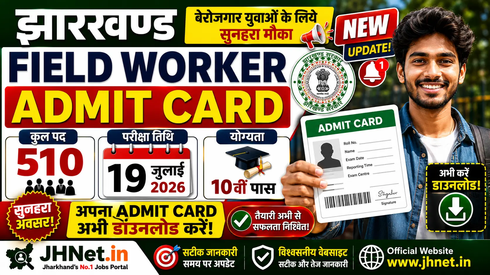 Jharkhand Field Worker Admit Card 2026