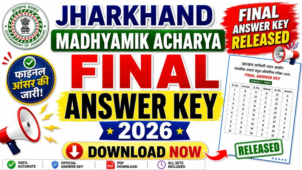 Jharkhand Madhyamik Acharya Final Answer Key 2026 OUT - Download JSSC Key & Raise Objection 1 Jharkhand Madhyamik Acharya Final Answer Key 2026