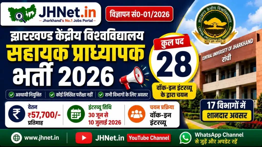 CUJ Assistant Professor Recruitment 2026: ₹57,700 सैलरी पर निकली 28 असिस्टेंट प्रोफेसर भर्ती, बिना परीक्षा सीधे Walk-in Interview 1 CUJ Assistant Professor Recruitment 2026