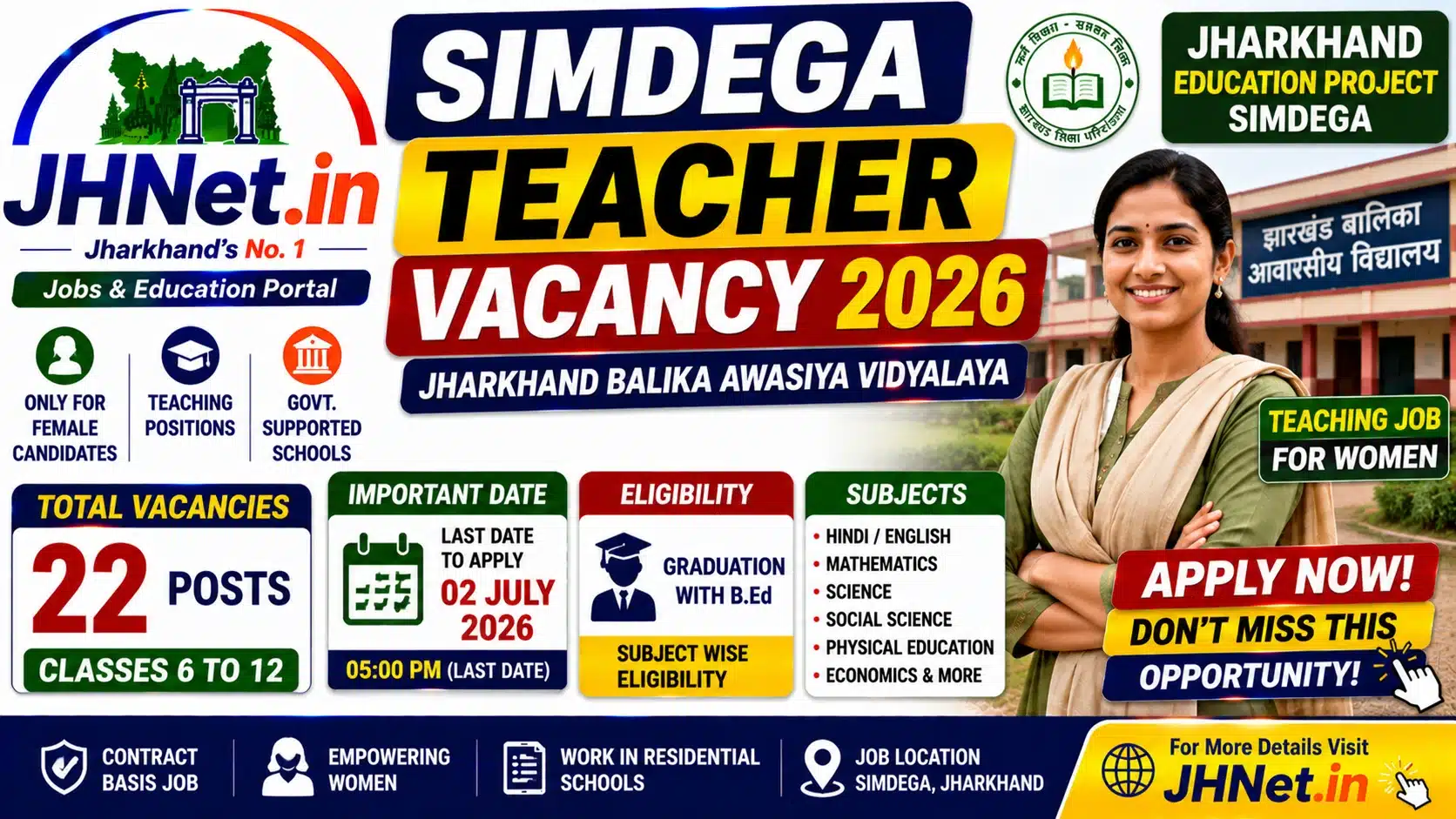 Simdega Teacher Vacancy 2026