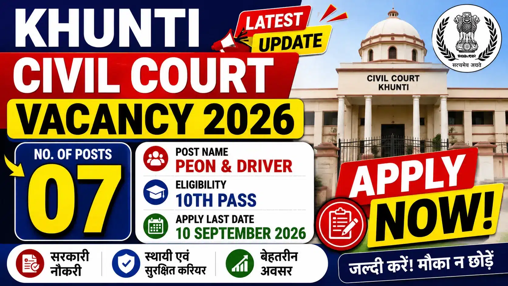 Khunti Civil Court Vacancy 2026